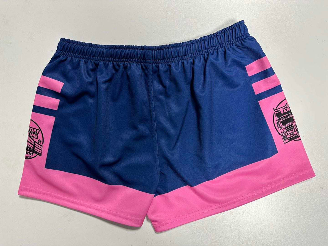 TERRITORY TIME STOCK CRATE FOOTY SHORTS - Blue & Pink