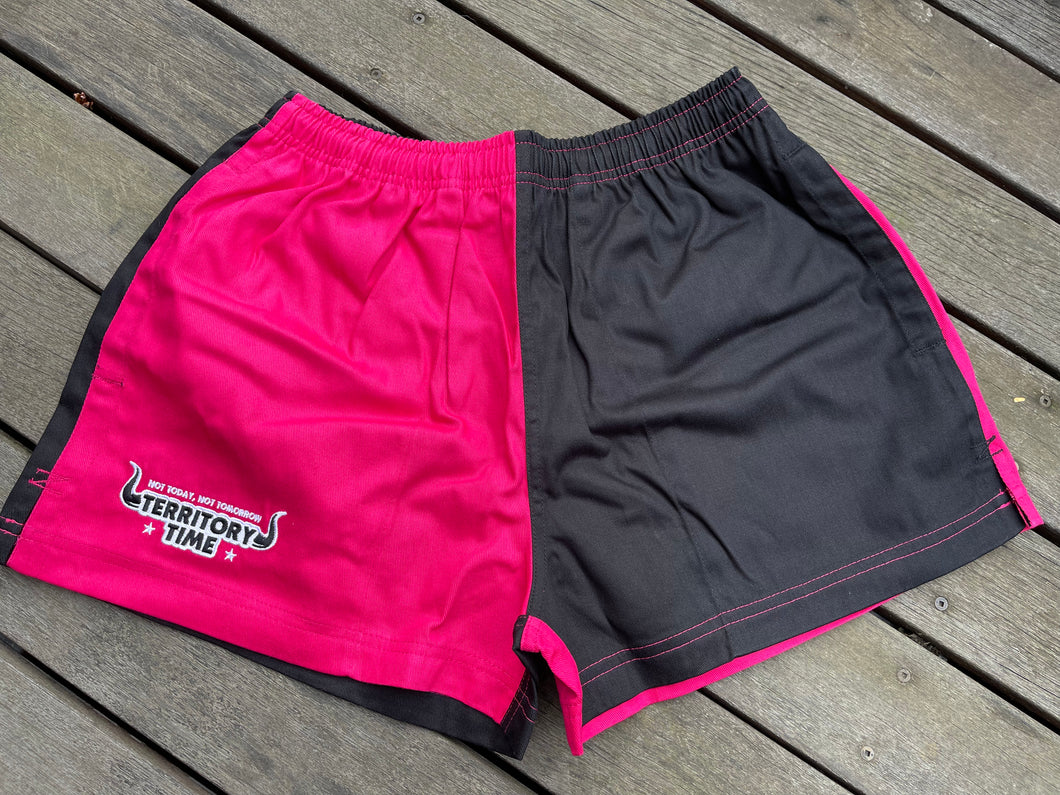 NTNT COTTON FOOTY SHORTS - Pink & Black